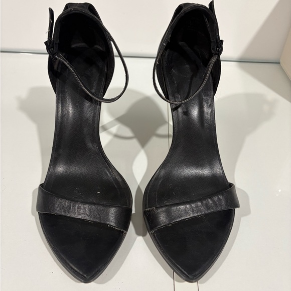 Zara  Black leather Stiletto Heels sz 37 - Picture 4 of 7